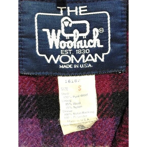 The Woolrich Woman Pure Wool Long Overcoat Jacket Button Purple Women Small - Picture 7 of 7